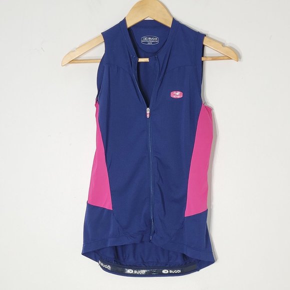 SUGOI Cycling Sleeveless Shirt Sportwear Full Zip Pockets Activewear XSmall - Picture 1 of 11